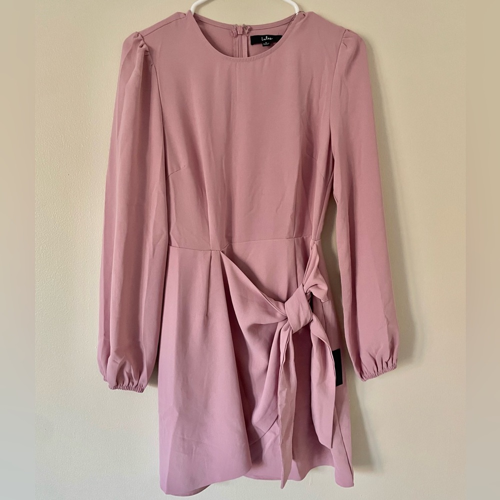 Lulu's Blush Pink Long Sleeve Tie-Waist Mini Dress - Picture 9 of 12